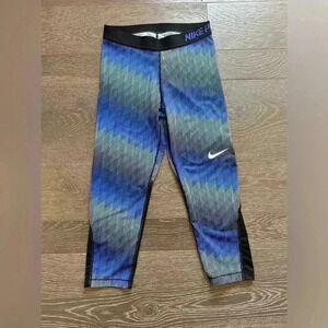 Nike Dri Fit Pro Cropped Leggings Active Performance Womens sz M Blue